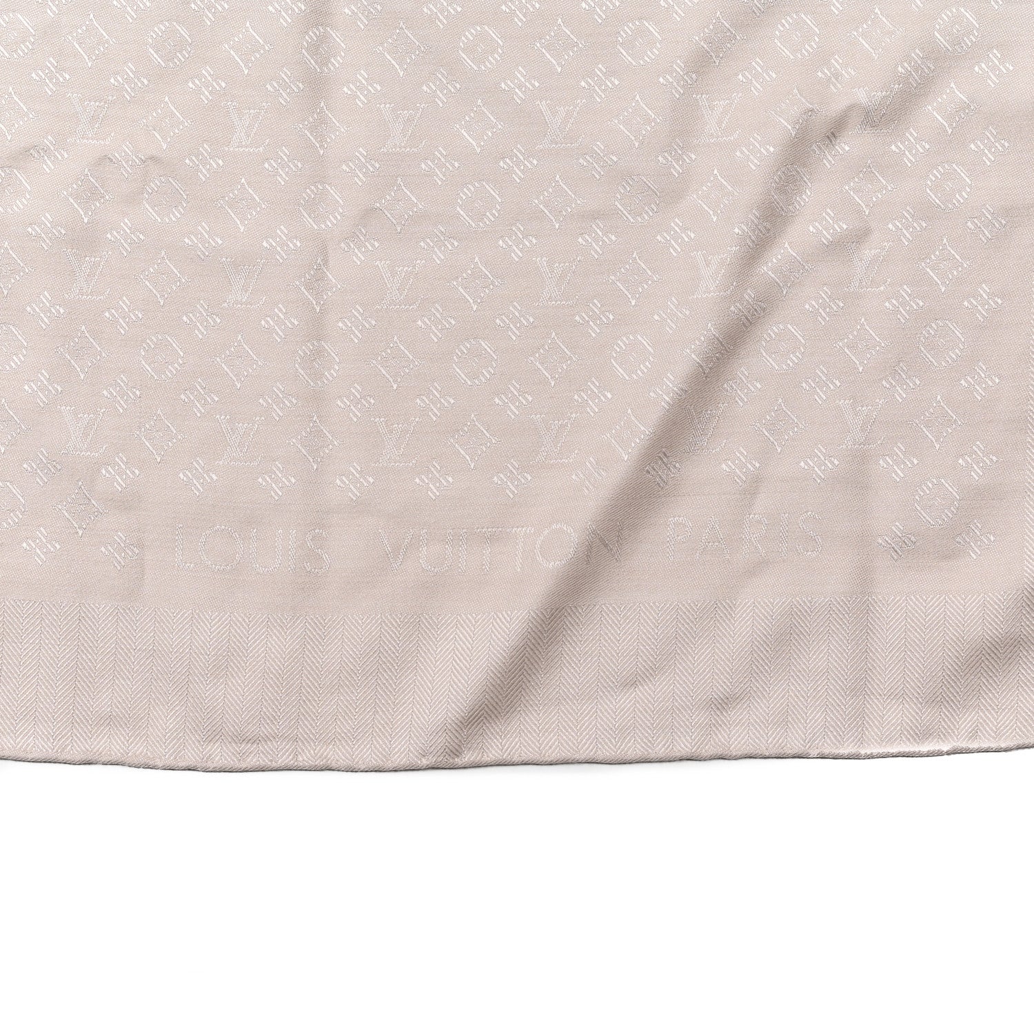 Louis Vuitton Wool Silk Monogram Evermore Shawl Creme 2 of 5