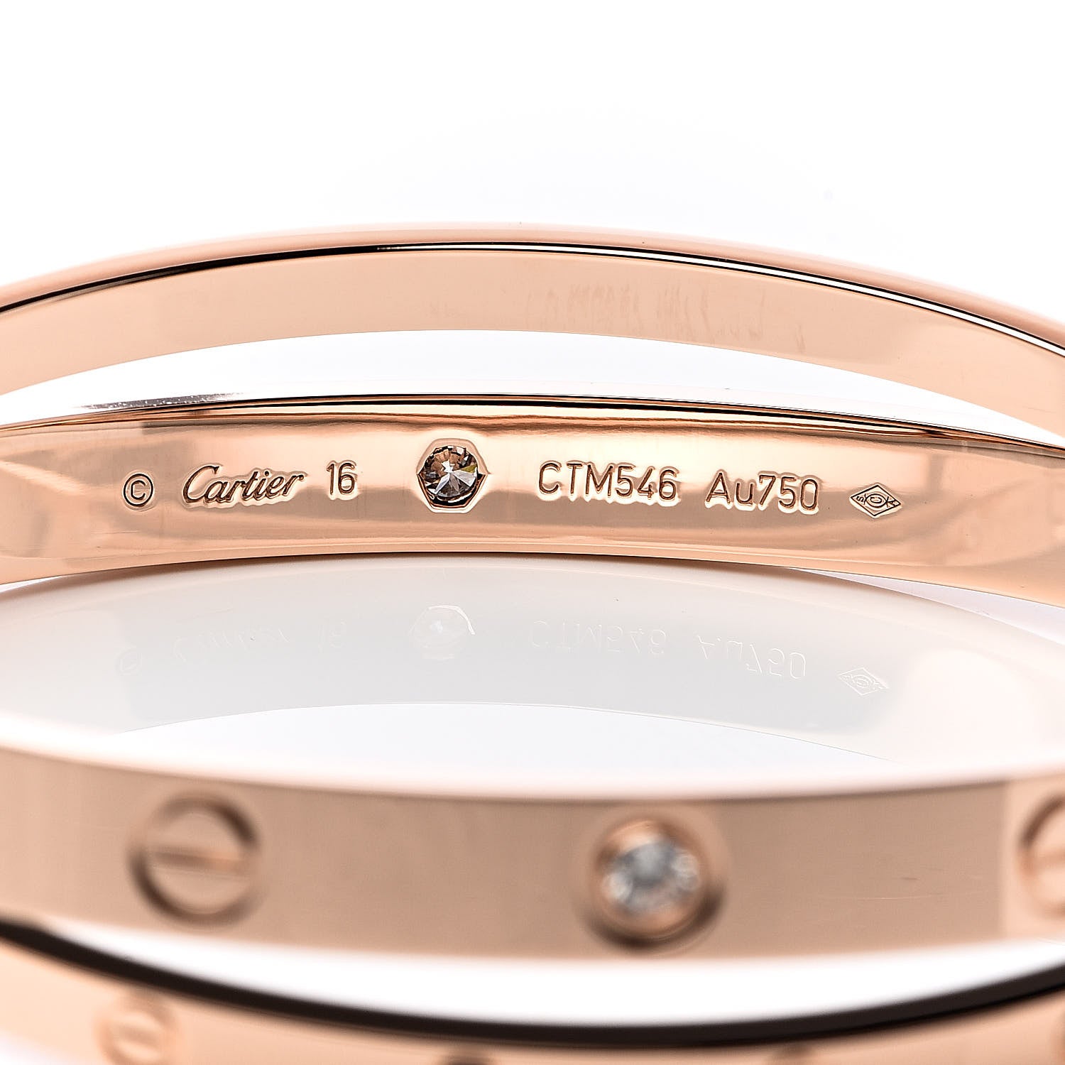 Cartier 18K Pink Gold 12 Diamond Double LOVE Bracelet 16 4 of 6