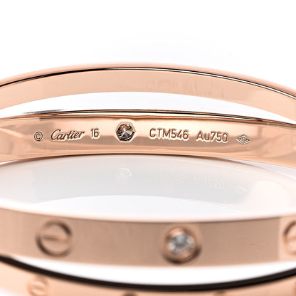 Cartier 18K Pink Gold 12 Diamond Double LOVE Bracelet 16 4 of 6