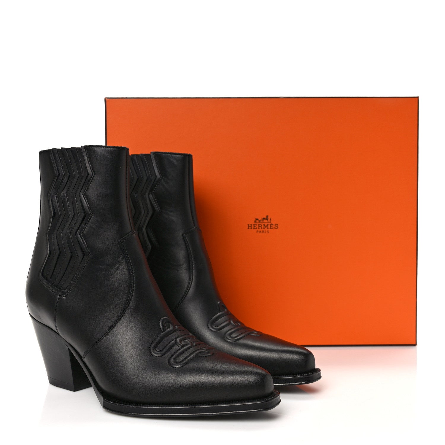 Hermes Calfskin Womens Vegas Ankle Boot 38 Black 8 of 8