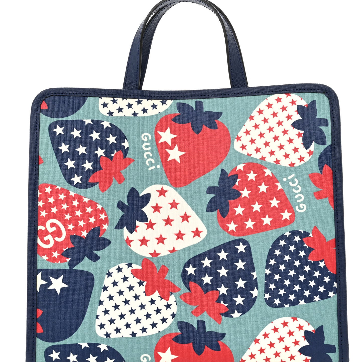Coated Canvas Strawberry Stars Childrens Tote Red White Blue