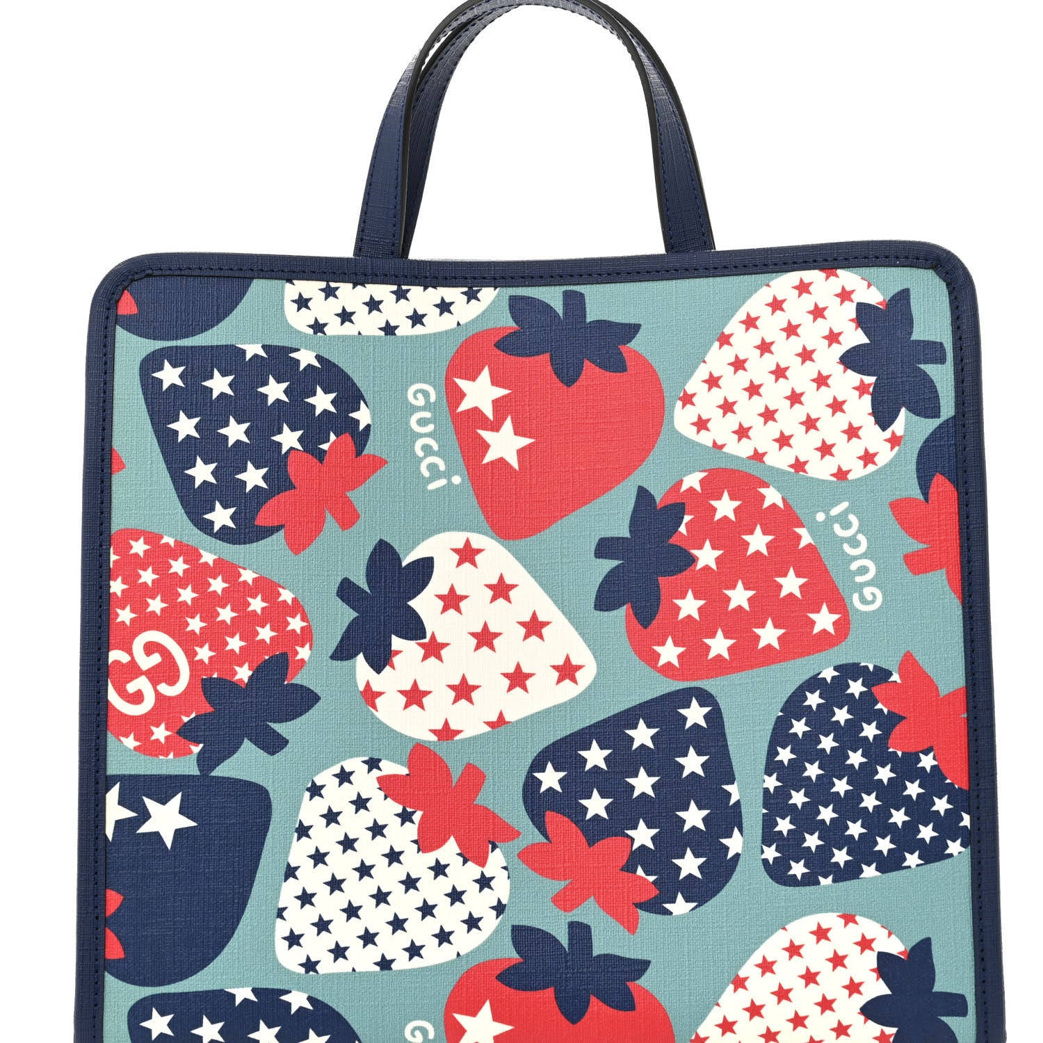 Gucci Coated Canvas Strawberry Stars Childrens Tote Red White Blue 8 of 10