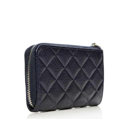Chanel Caviar Quilted Diamond CC Key Holder Case Dark Navy 3 of 7