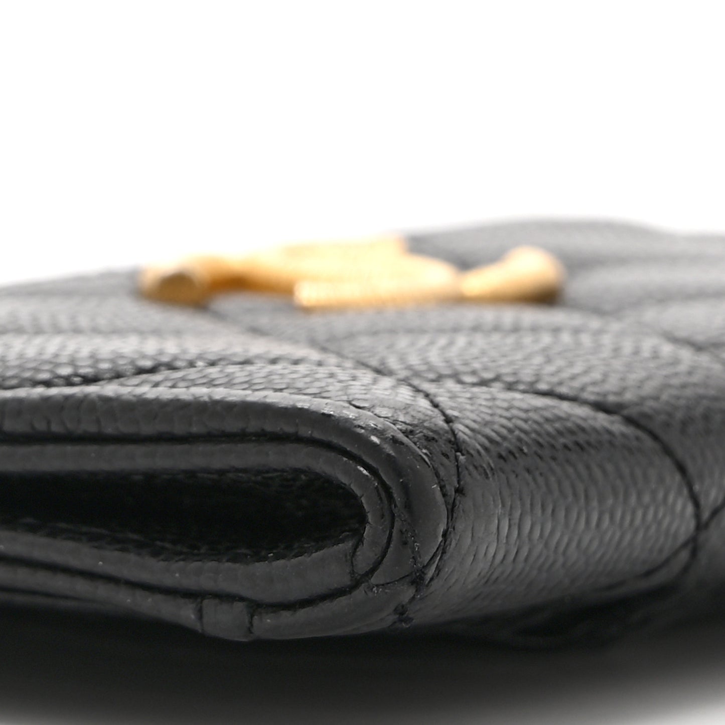 Caviar Quilted CC Zip Around Card Holder Black