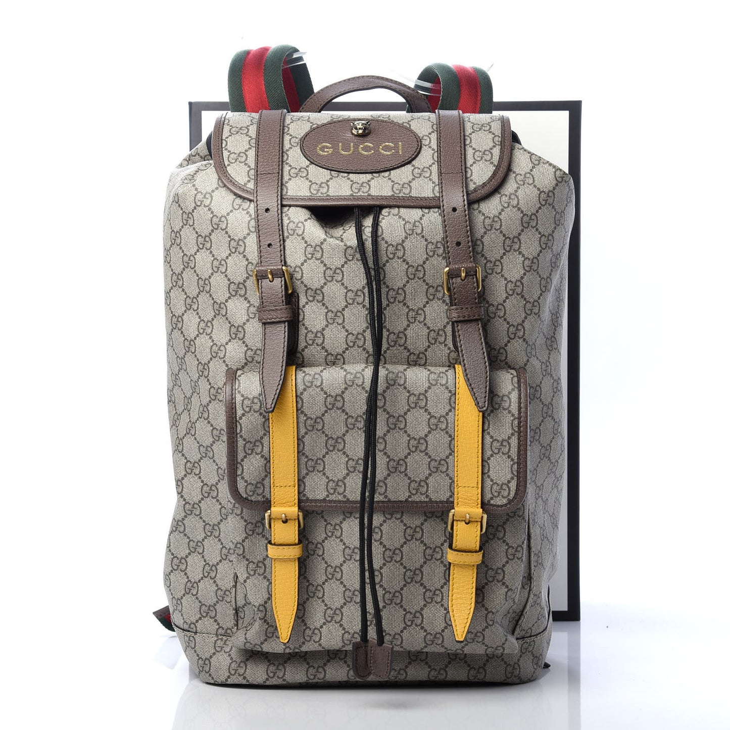Soft GG Supreme Monogram Neo Vintage Double Buckle Backpack Beige New Acero Crop