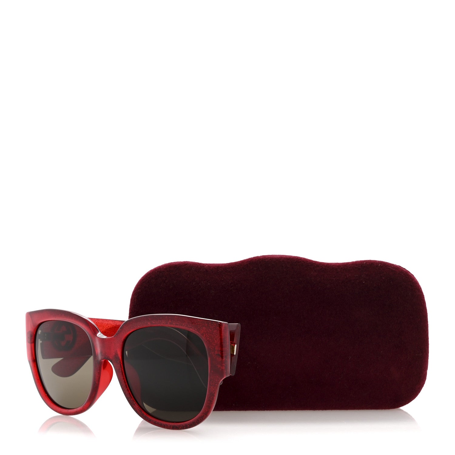 Gucci Acetate Glitter Round Frame Sunglasses GG0142SA Red 8 of 8