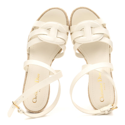 Christian Dior Calfskin D-Club Wedges Sandals 37.5 Off White 2 of 10