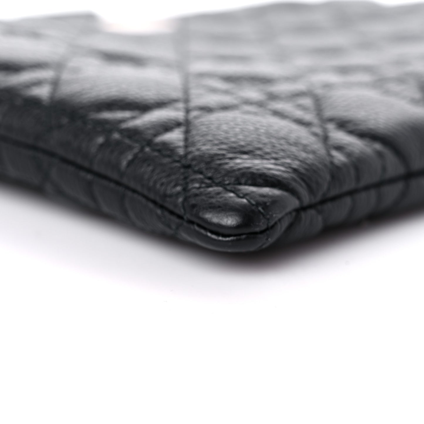 Supple Calfskin Cannage Large Caro Daily Pouch Black