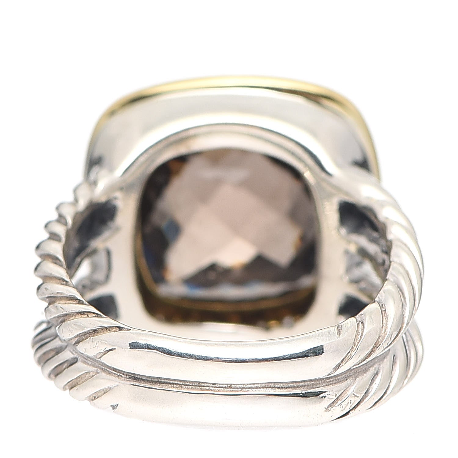 David Yurman Sterling Silver 18K Yellow Gold Diamond Smoky Quartz 11mm Albion Ring 51 5.75 4 of 4