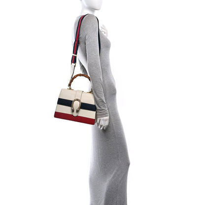 Gucci Calfskin Bamboo Web Medium Dionysus Top Handle Bag White Blue Hibiscus Red 2 of 11