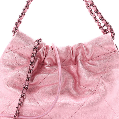 Chanel Metallic Lambskin Lacquered Monochrome Quilted Mini Chanel 22 Pink 8 of 10