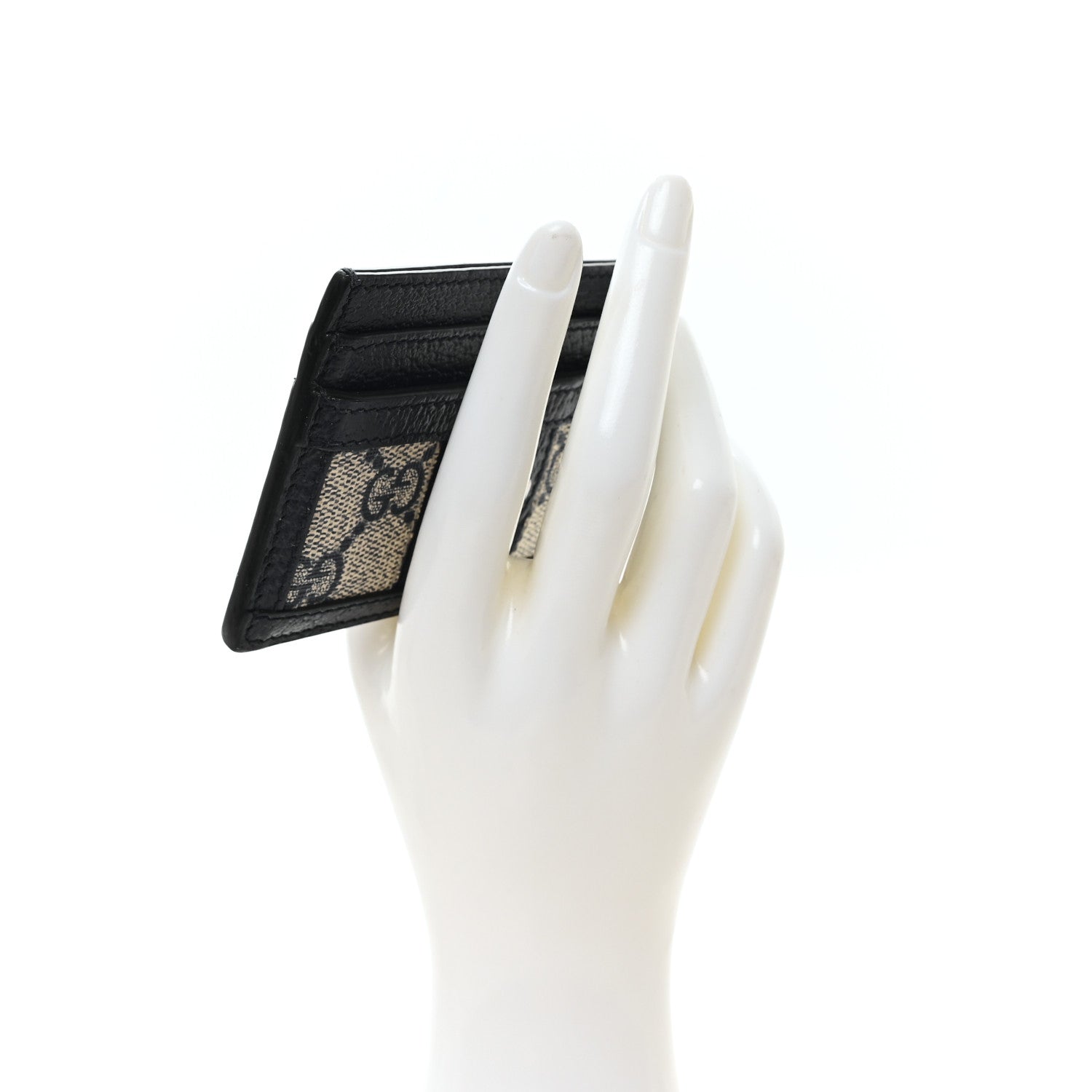 Gucci GG Supreme Monogram Textured Dollar Calfskin Web Ophidia Card Holder Beige Blue 2 of 6