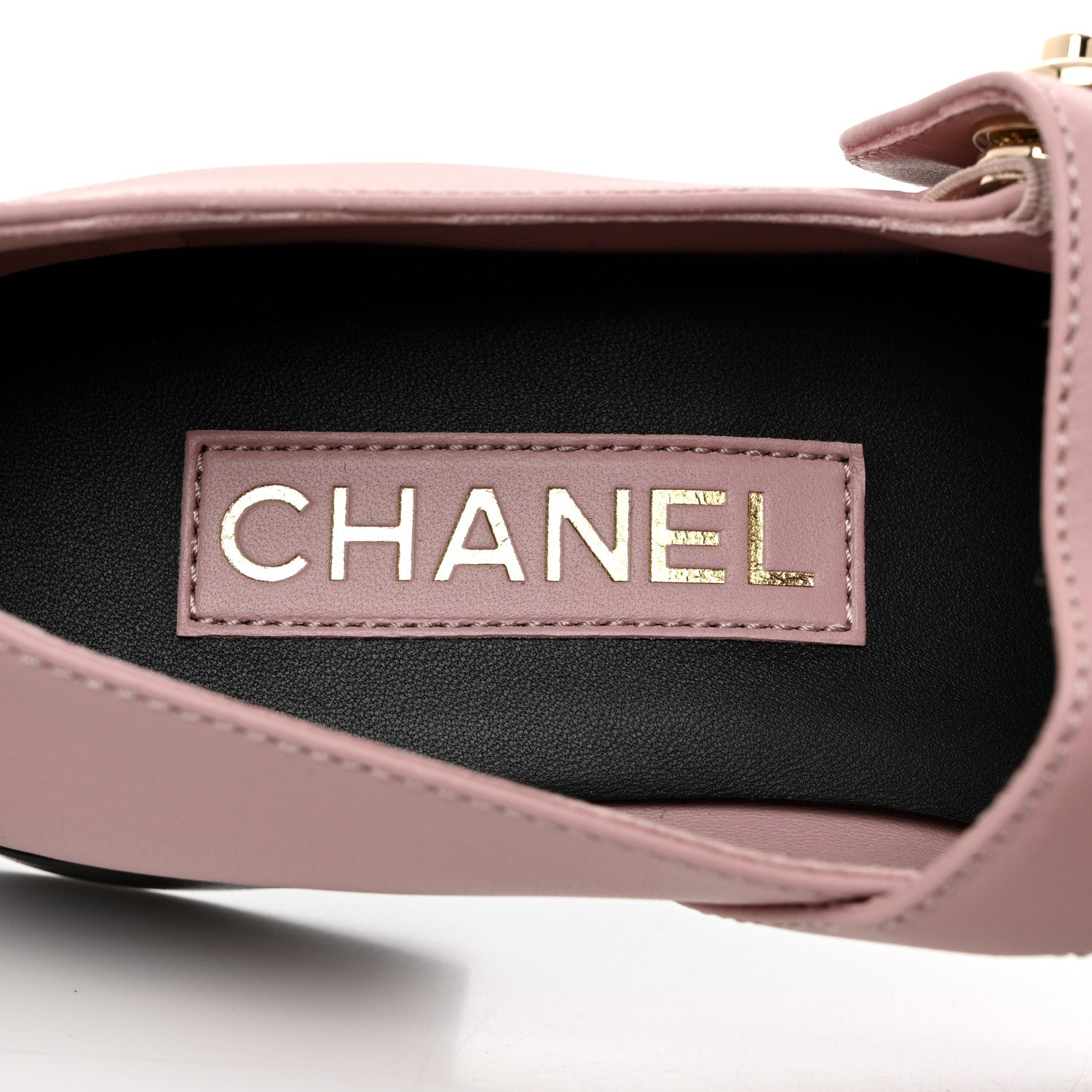 Chanel Calfskin Patent Mary Janes Flats 36 Pink Black 6 of 8