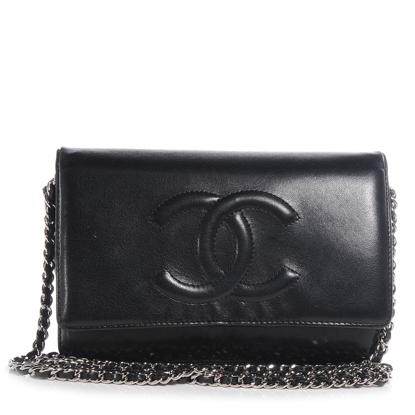 Lambskin Timeless CC Wallet On Chain WOC Black