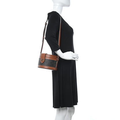 Celine Calfskin Triomphe Canvas Medium Tambour Bag Tan 2 of 9