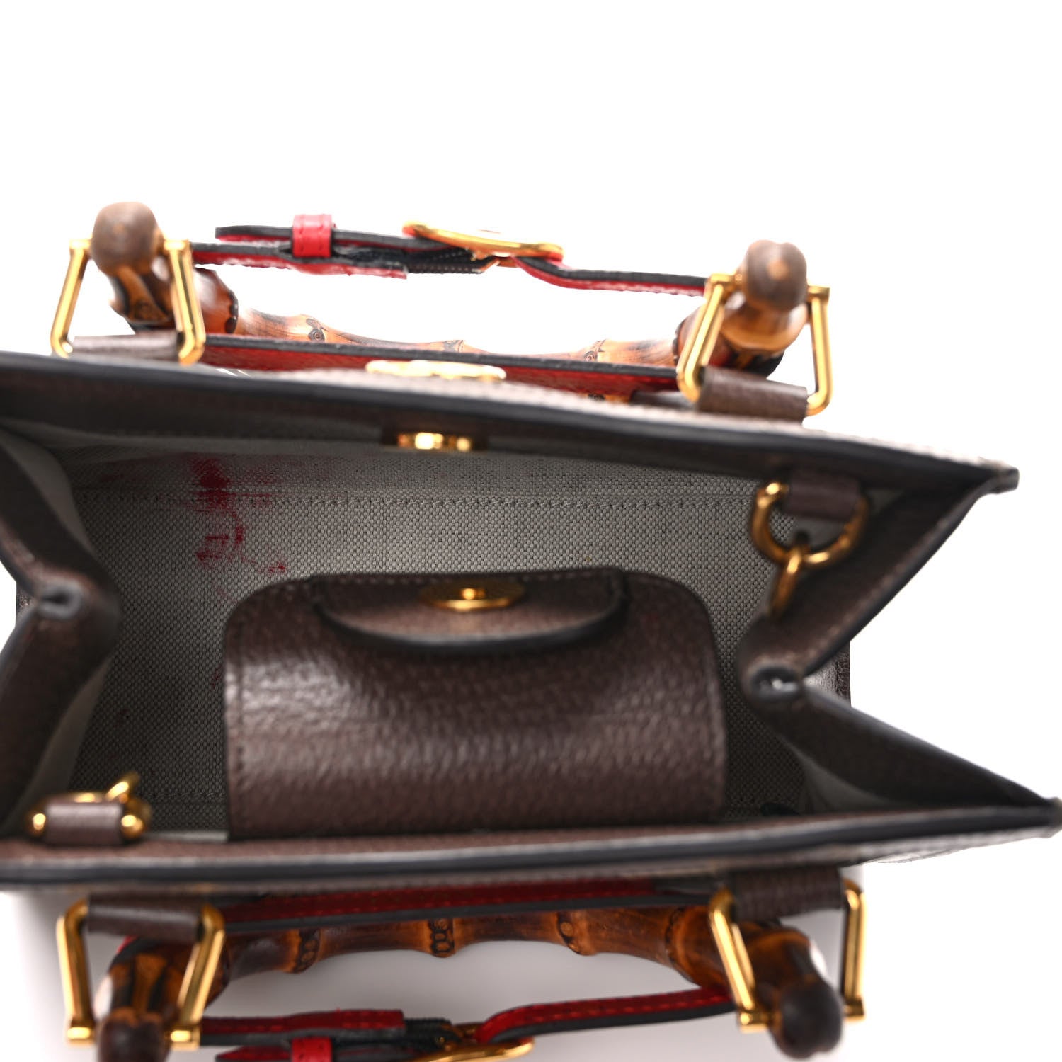 Gucci Monogram Jumbo GG Textured Dollar Calfskin Mini Diana Tote Bag Camel Ebony New Acero Pomegranate Red 5 of 11