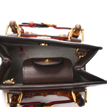 Gucci Monogram Jumbo GG Textured Dollar Calfskin Mini Diana Tote Bag Camel Ebony New Acero Pomegranate Red 5 of 11