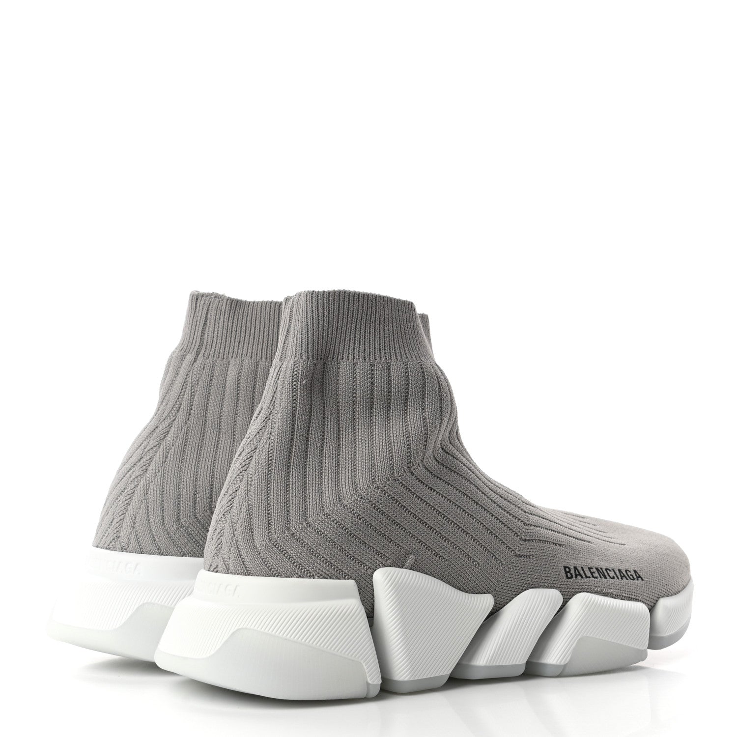 Balenciaga Ribbed Knit Womens Speed 2.0 Transparent Sole Sneakers 39 Baltic Grey White 4 of 7