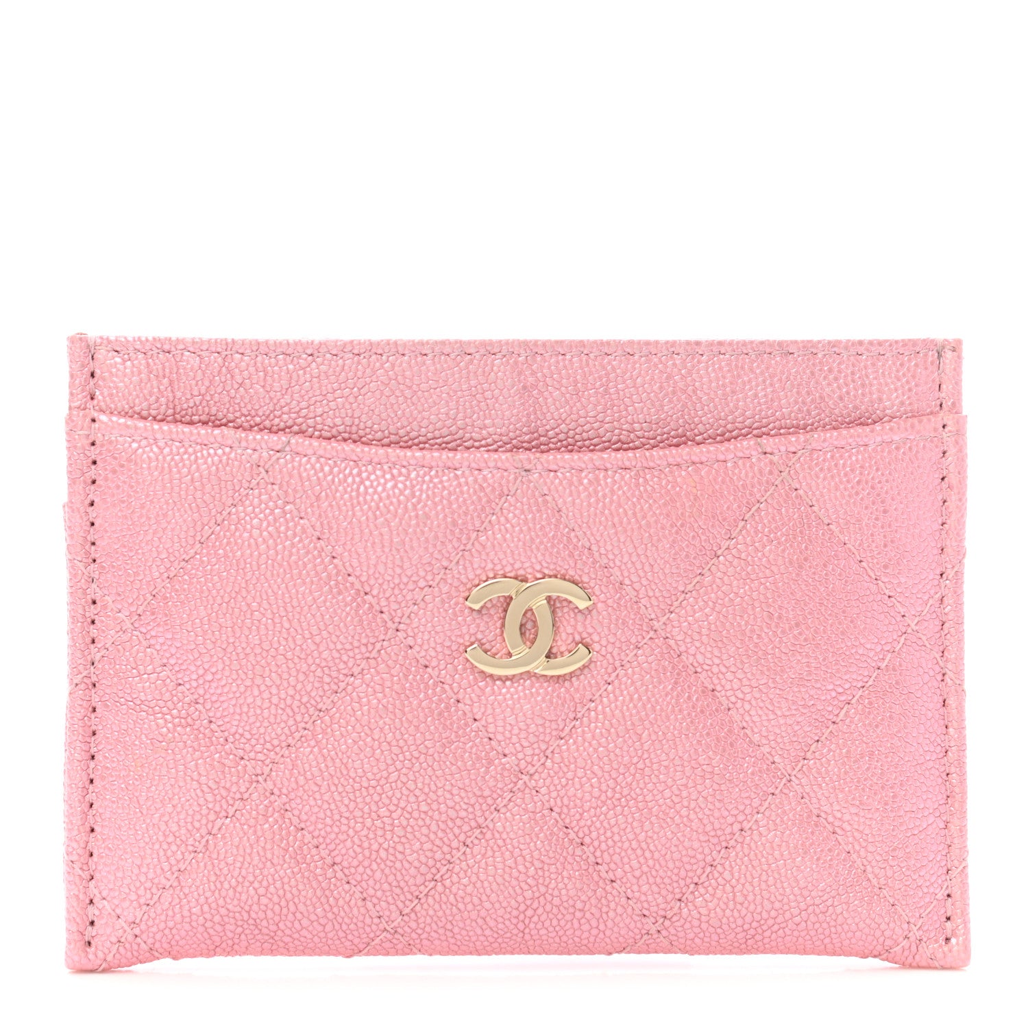 Chanel Iridescent Caviar Quilted Card Holder Rose Pink 1 of 8