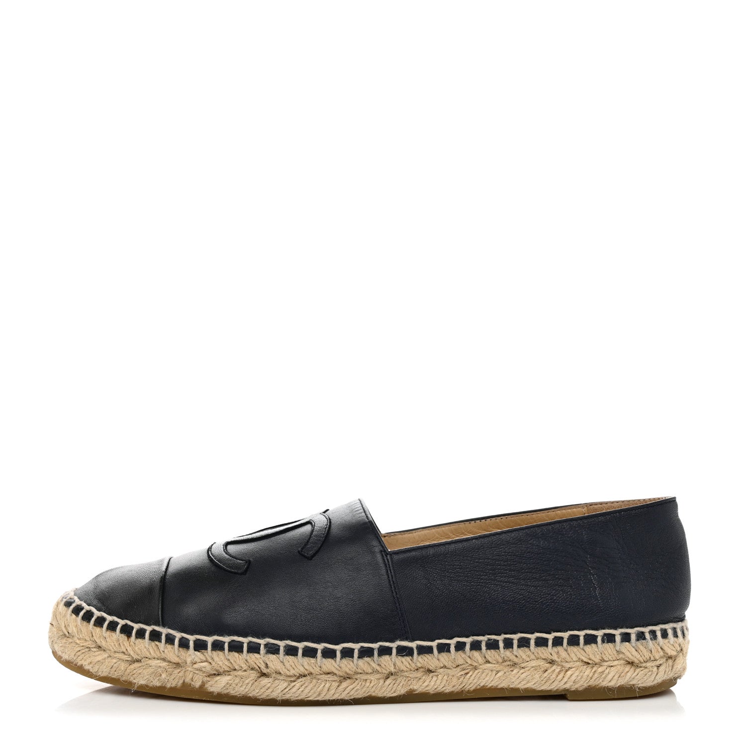 Chanel Lambskin CC Espadrilles 38 Navy Black 1 of 9