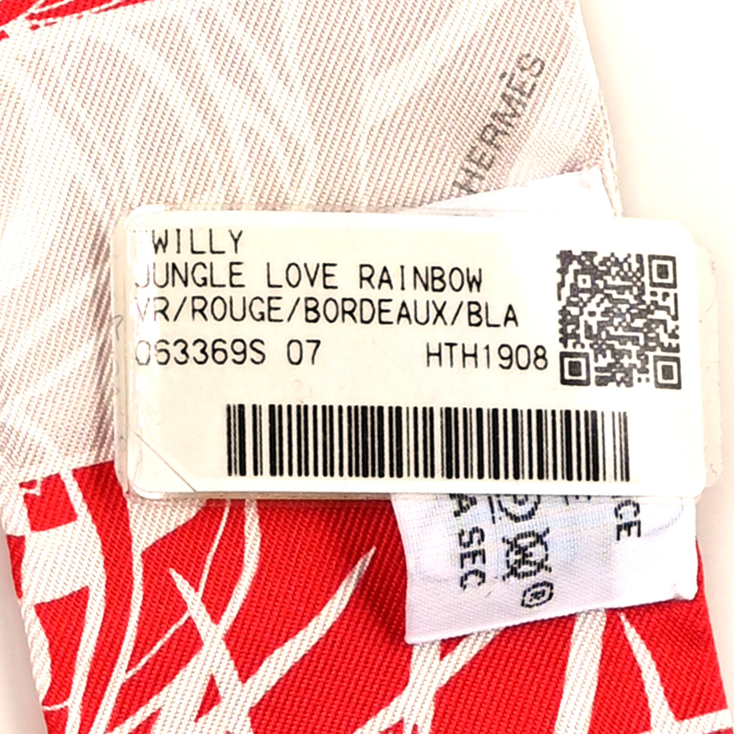 Hermes Silk Jungle Love Rainbow Twilly Rouge Bordeaux White 3 of 3
