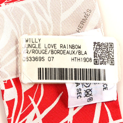 Hermes Silk Jungle Love Rainbow Twilly Rouge Bordeaux White 3 of 3