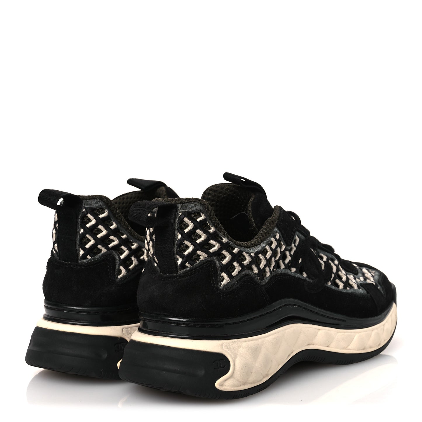 Suede Calfskin Embroidered CC Sneakers 36.5 Black
