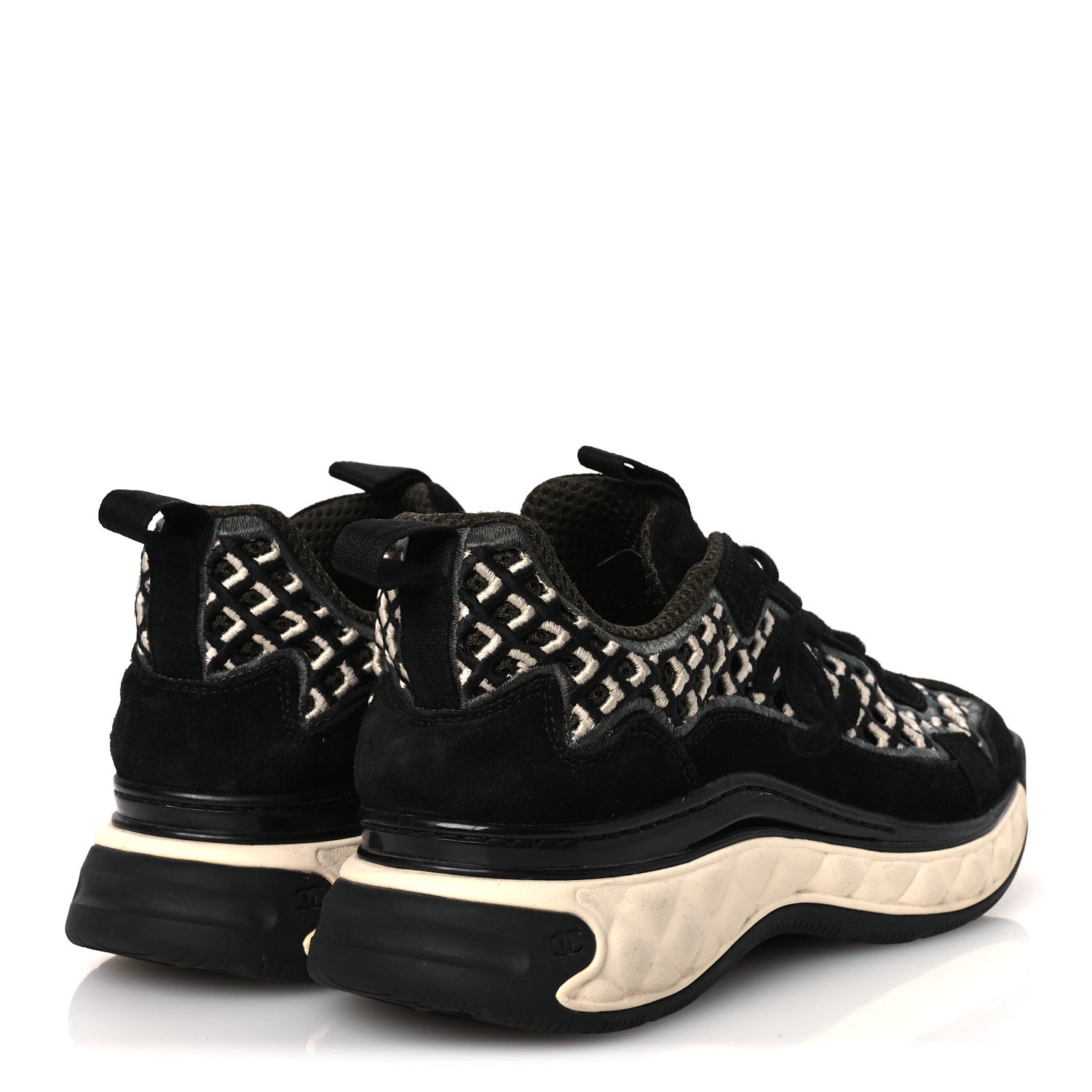 Chanel Suede Calfskin Embroidered CC Sneakers 36.5 Black 5 of 12