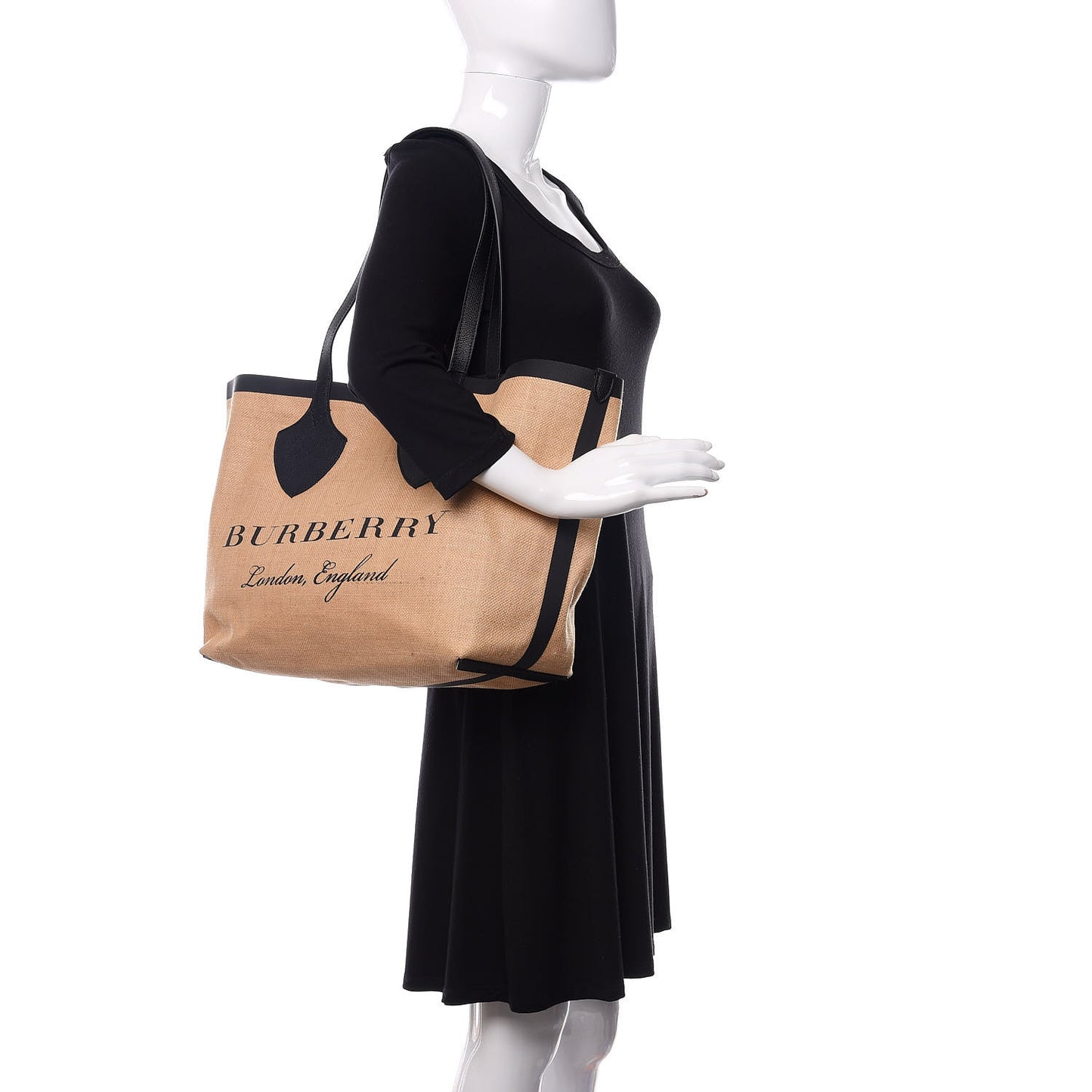 Raffia Logo Print Medium The Giant Reversible Tote Black