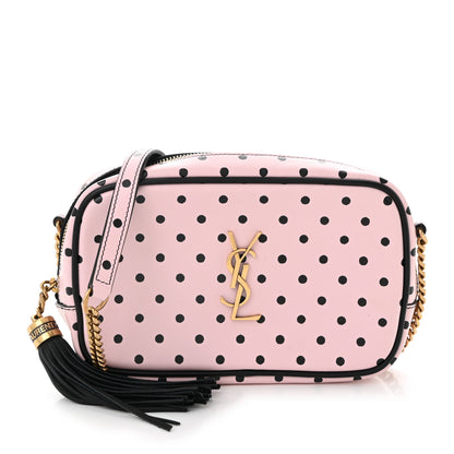 Saint Laurent Calfskin Printed Polka Dot Mini Lou Camera Bag Pink Black 1 of 10