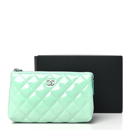 Chanel Patent Quilted Cosmetic Pouch Light Green 9 of 9