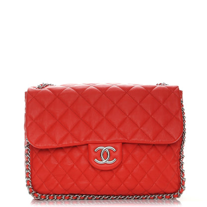 Chanel Washed Lambskin Quilted Maxi Chain Around Flap Red 1 of 7