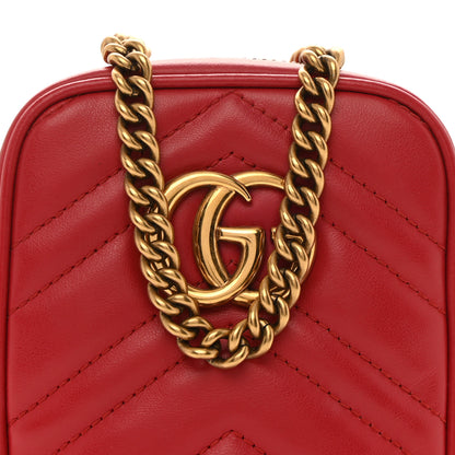 Gucci Calfskin Matelasse Mini GG Marmont Crossbody Bag Hibiscus Red Hibiscus Red 7 of 9