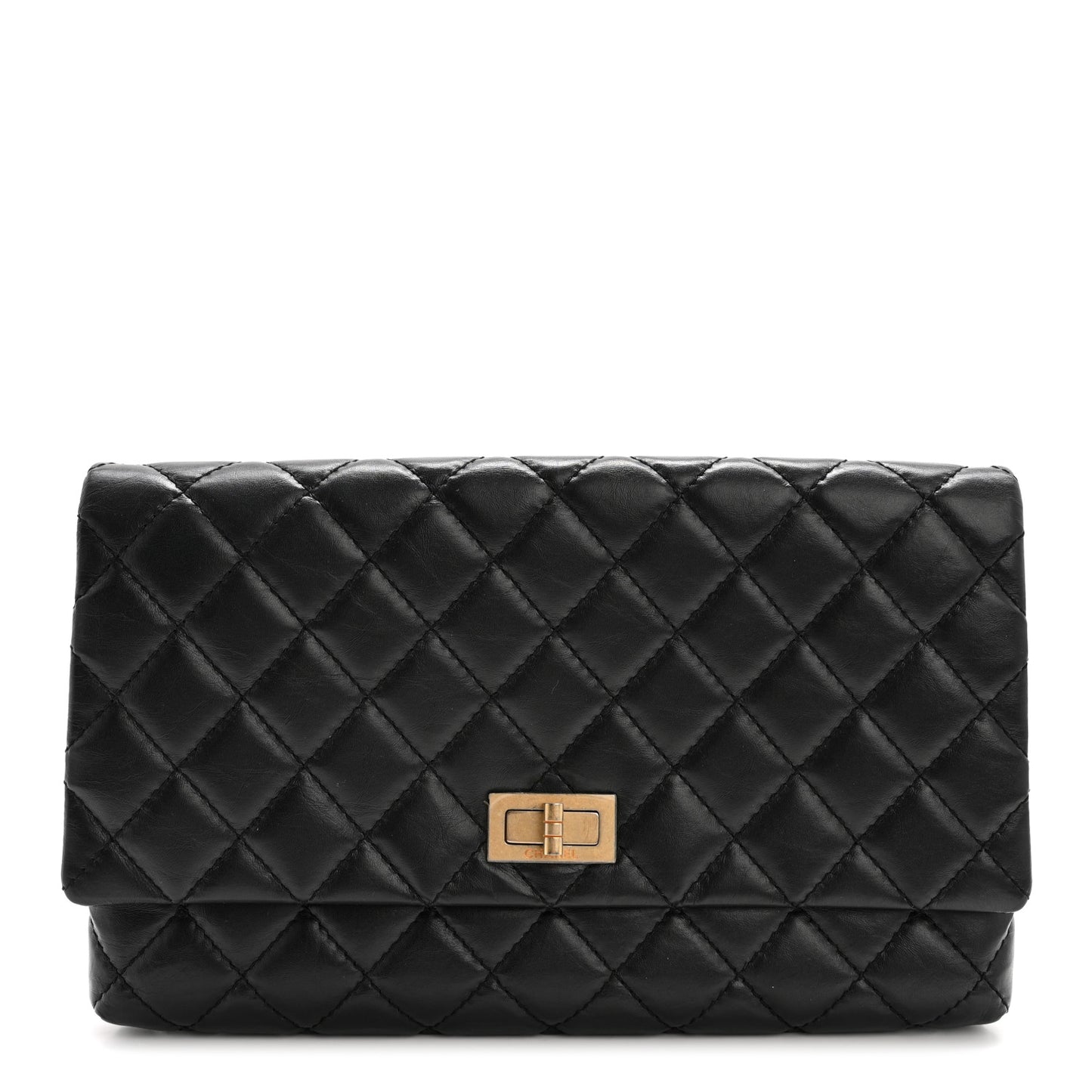 Aged Calfskin Quilted Reissue 2.55 Clutch Black