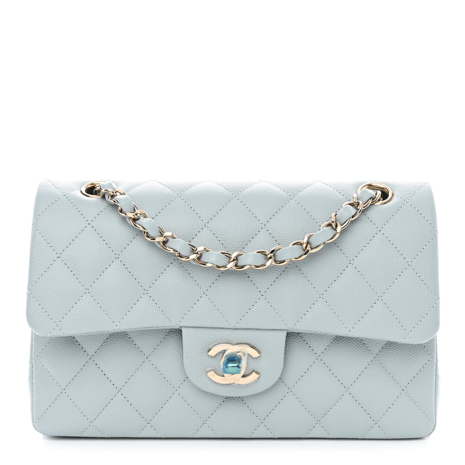 Chanel Caviar Quilted Small Double Flap Light Blue 1 of 11
