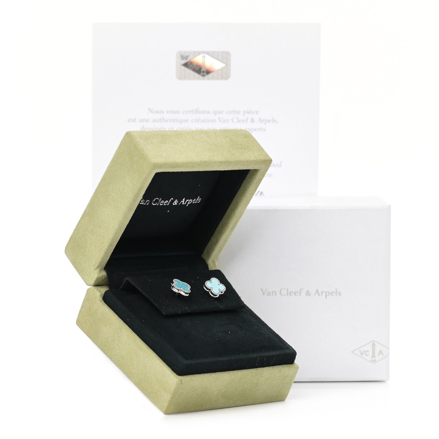 18K White Gold Turquoise Sweet Alhambra Earrings