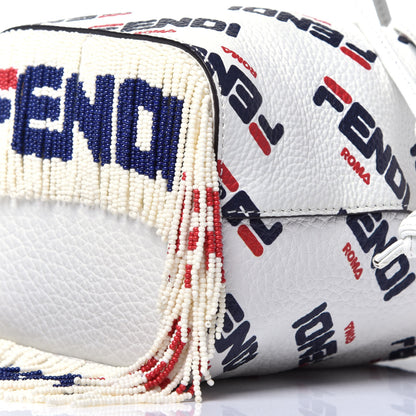 Fendi X FILA Calfskin F is Fendi Mania Fringe Mini Mon Tresor Bucket Bag White 9 of 10