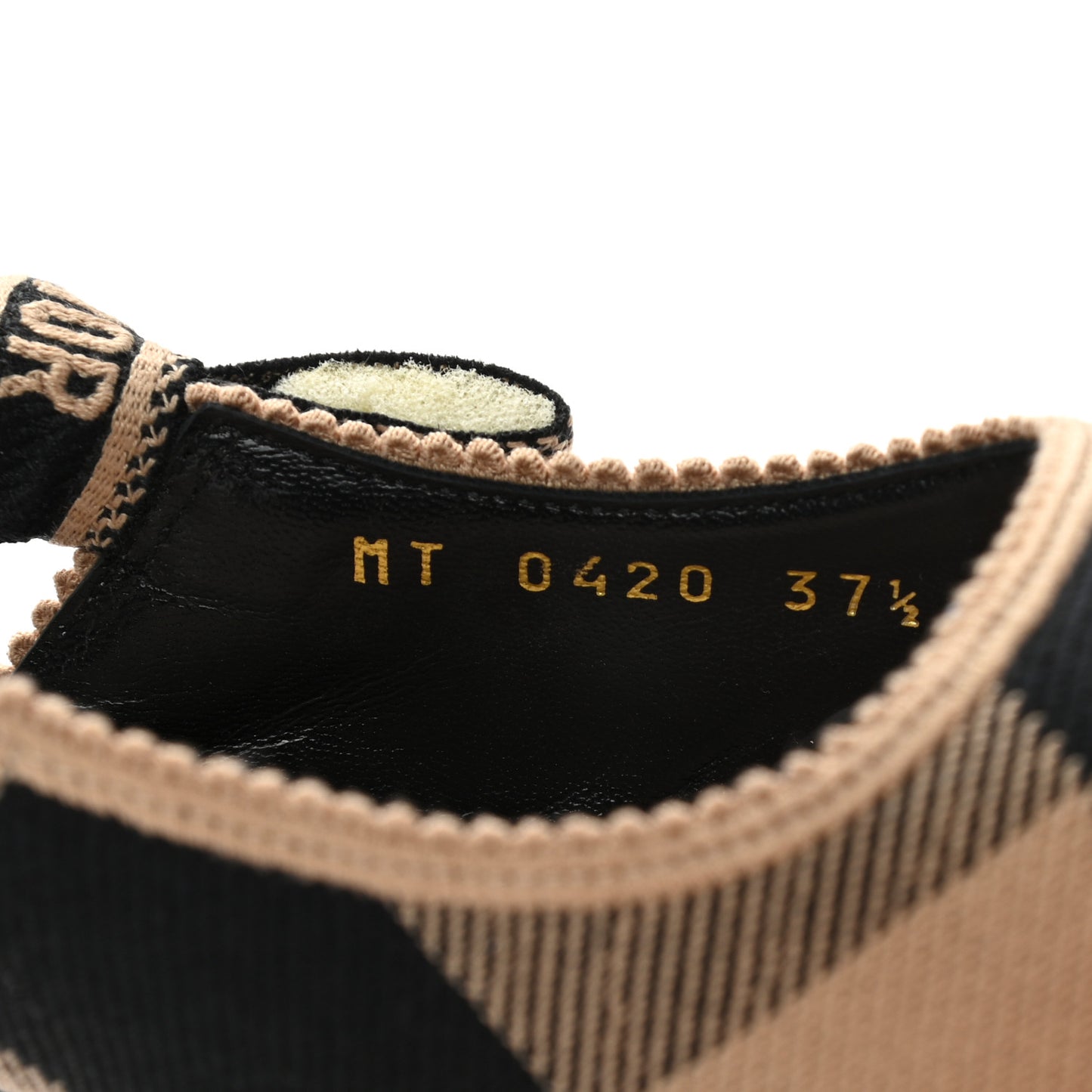Cotton Ribbon Check'N'Dior J'Adior Slingback 65mm Pumps 37.5 Black Beige
