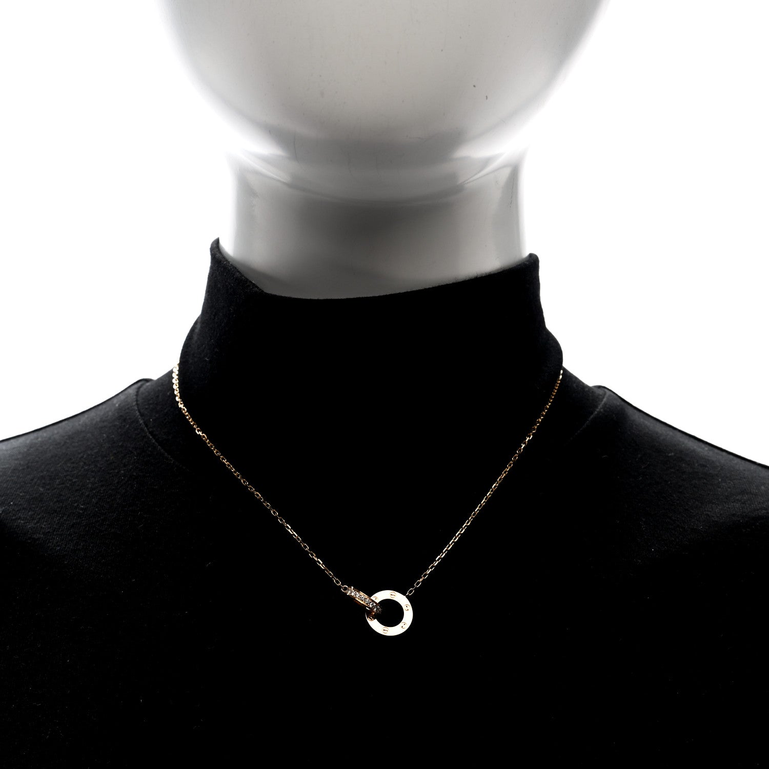Cartier 18K Pink Gold Diamond Interlocking LOVE Paved Necklace 2 of 4
