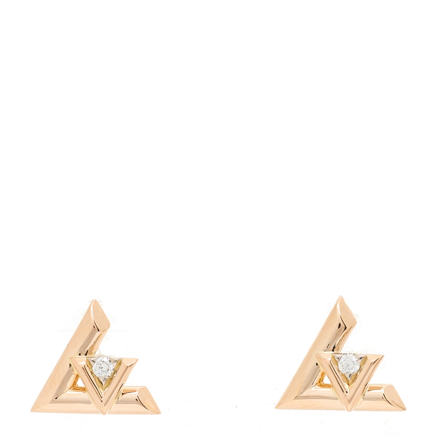 Louis Vuitton 18K Pink Gold Diamond LV Volt Stud Earrings 1 of 4