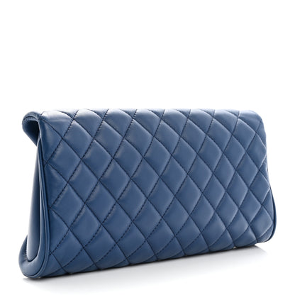 Chanel Lambskin Quilted Fold Up Again Clutch Blue 3 of 7