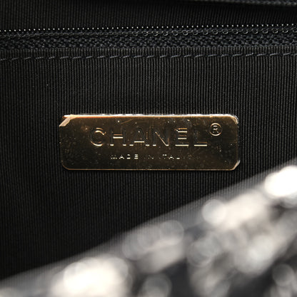 Chanel Tweed Quilted Large Chanel 19 Flap Black Silver Ecru 6 of 9