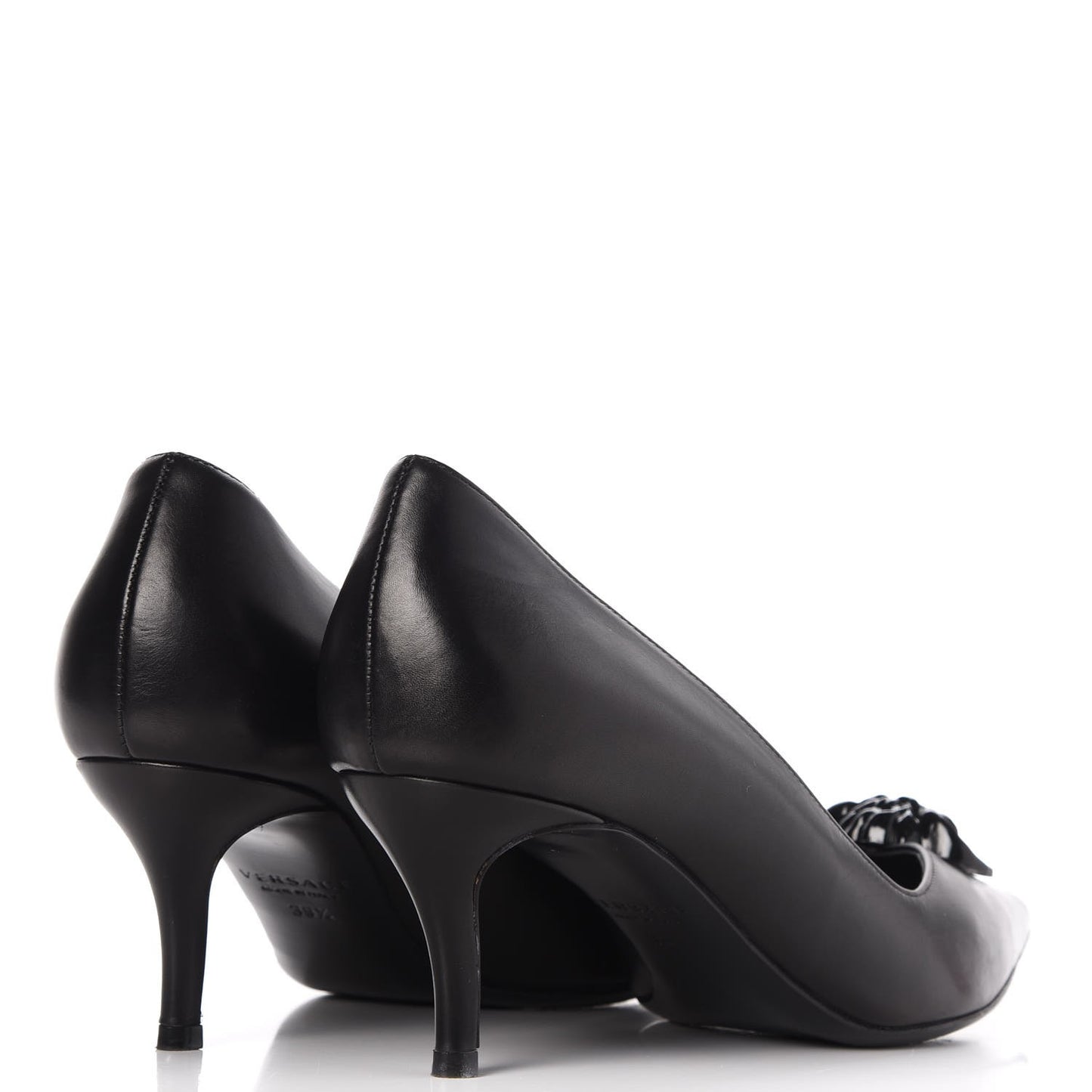 Calfskin Palazzo Kitten Pumps 39.5 Black