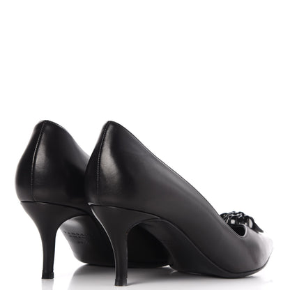 Versace Calfskin Palazzo Kitten Pumps 39.5 Black 4 of 12