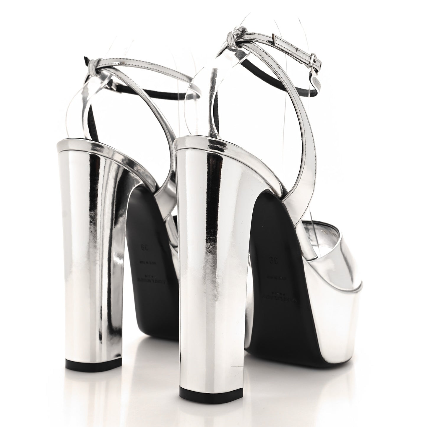 Metallic Patent Jodie 95 Platform Sandals 39 Silver