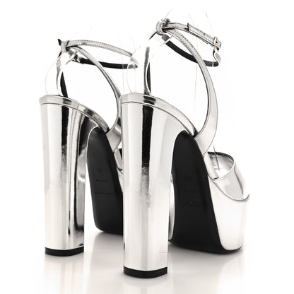 Saint Laurent Metallic Patent Jodie 95 Platform Sandals 39 Silver 4 of 10