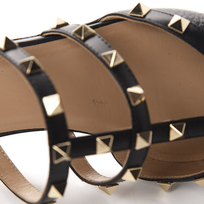 Valentino Garavani Pebbled Calfskin Rockstud Flat Cage Mules 36.5 Black 8 of 11