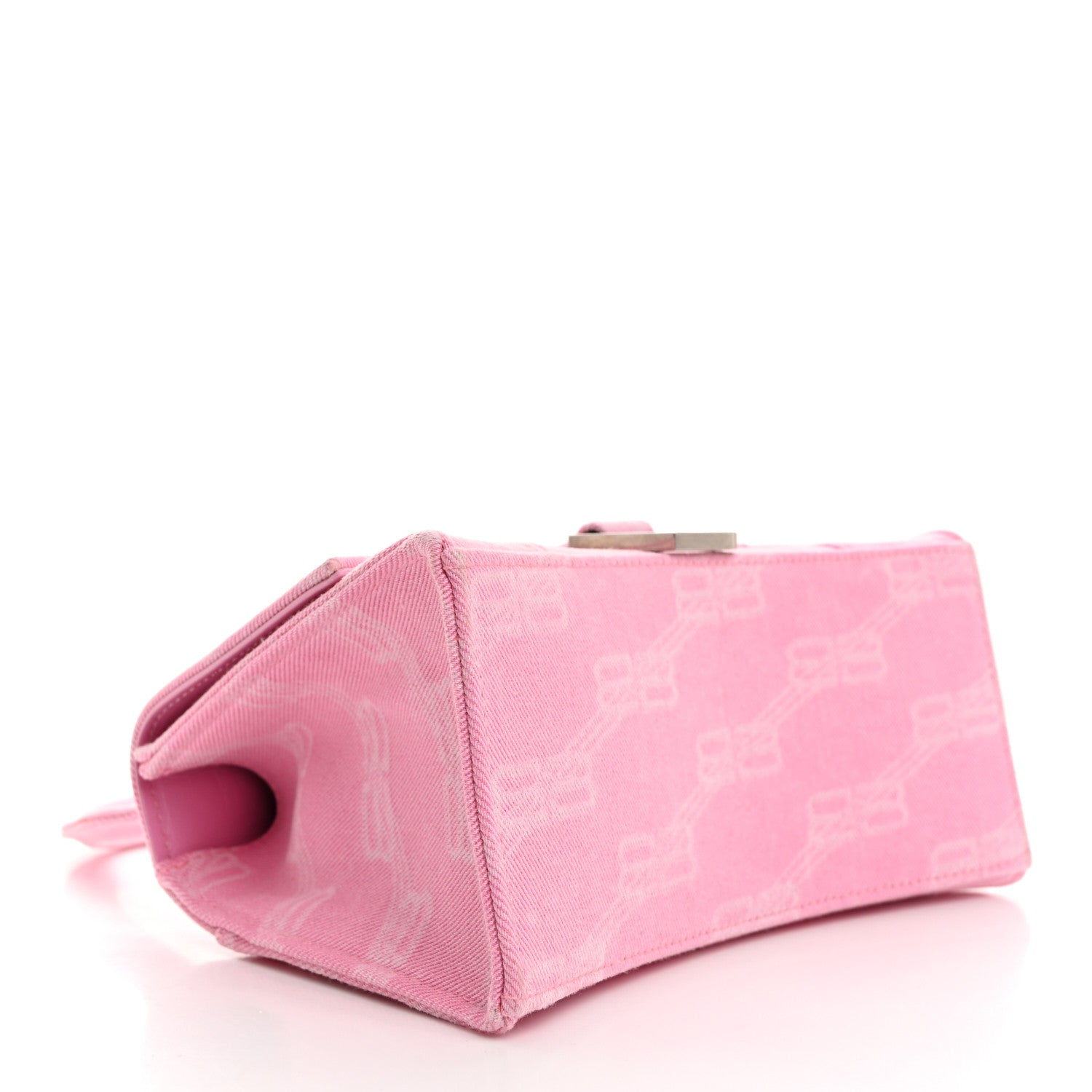 Balenciaga Washed Denim BB Monogram Hourglass Top Handle Bag Small Pink 4 of 12