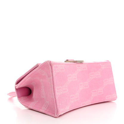 Balenciaga Washed Denim BB Monogram Hourglass Top Handle Bag Small Pink 4 of 12