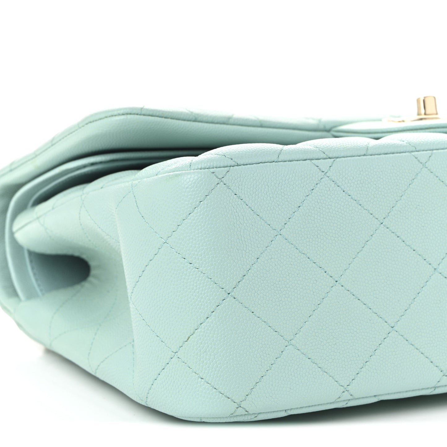 Caviar Quilted Jumbo Double Flap Light Blue